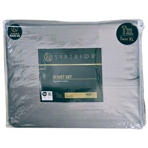 Superior Egyptian Cotton 400 Thread Count Bed Sheet Set Deep Pocket GREY TWIN XL
